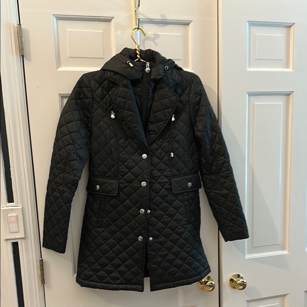 Laundry By Shelli Segal Black Puffer Jacket with Diamond Quilting